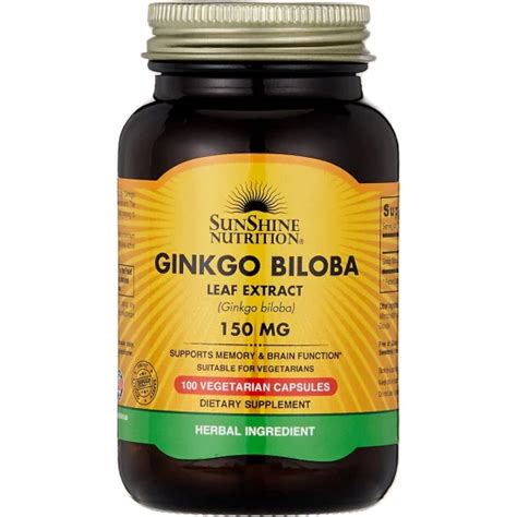 Sunshine Nutrition Ginkgo Biloba 150 Mg 100 Capsules