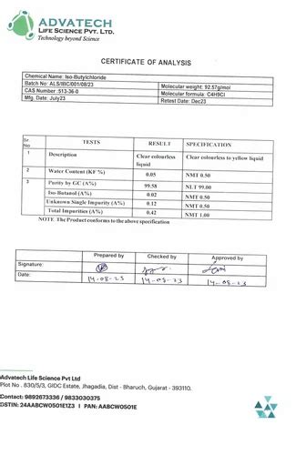 Isobutyl Chloride, Technical at best price in Bharuch | ID: 2852101199333