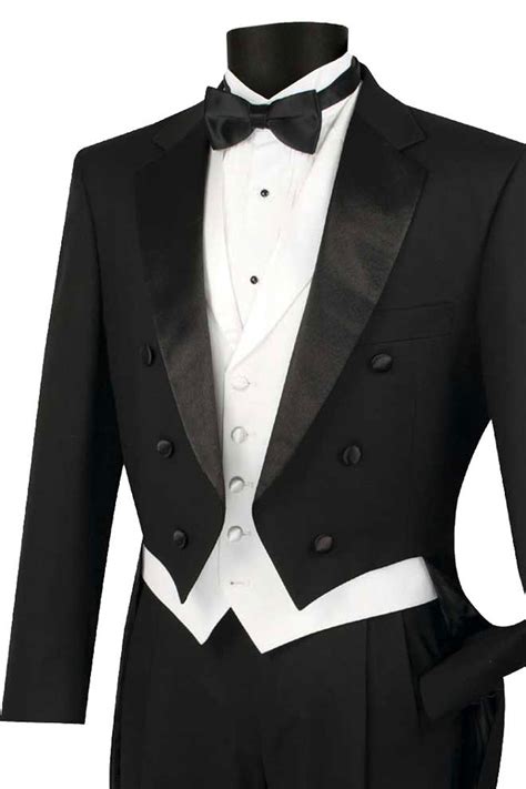 Mens Classic Black Tail Tuxedo With White Vest Alligatorwarehouse