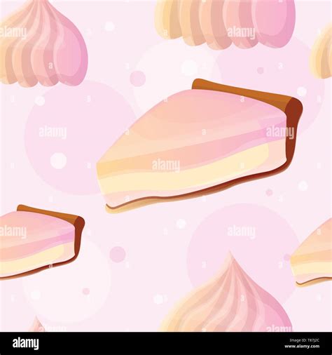 Dessert Meringue Pattern Cartoon Illustration Of Dessert Meringue