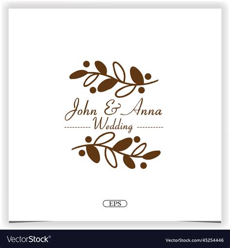 Floral Wedding Logo Premium Elegant Template Eps Vector Image