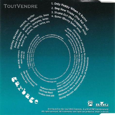 Maxi Cd Garbage Only Happy When It Rains 4 Tracks à Le Vésinet