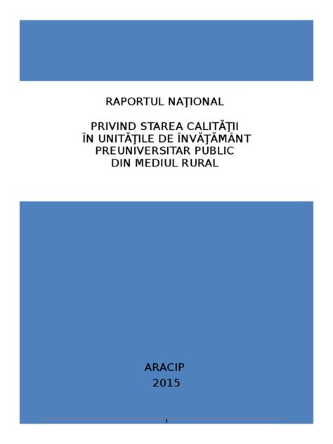 PDF Raportul naţional privind starea calităţii în sistemul de