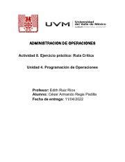 A8 EJERCICIO PRÁCTICO CARP pdf ADMINISTRACION DE OPERACIONES