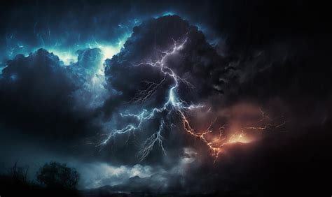 A storm with a lightning storm in the background | Premium AI-generated ...