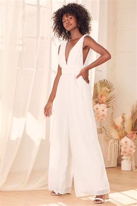 24 Stylish White Jumpsuits For The Bridal Shower Emmaline Bride