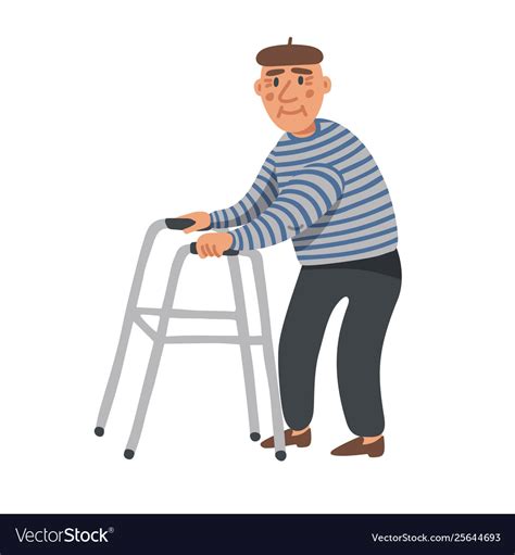 Elderly Man Old Man Character With Paddle Walker Vector Image