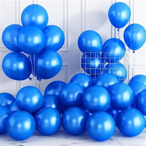 Lot De Ballons En Latex Bleu Nacr De Cm Bleu Fonc Pour F Te