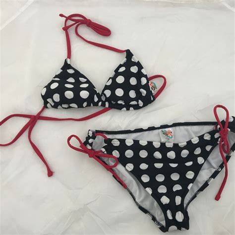 Swim Roxy Polka Dot String Bikini Top Bottom Poshmark