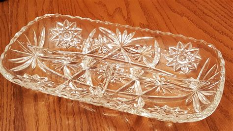 Vintage Pressed Glass Relish Dish In Prescut Clear By Anchor Etsy Relish Dish Vintage