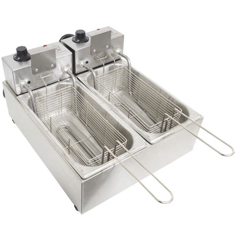 Fritadeira Elétrica Industrial Inox 2 Cubas 3 Litros Óleo Prata 3 Lt