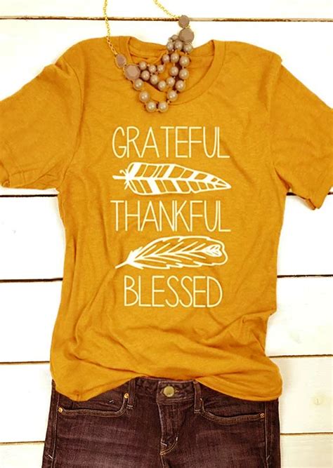 Grateful Thankful Blessed Shirt Thanksgiving T Tops Slogan T Shirt