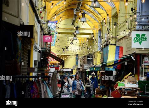 Brixton Sw9 Market With Stalls Shops Restaurants Bars Etc In Arcade And