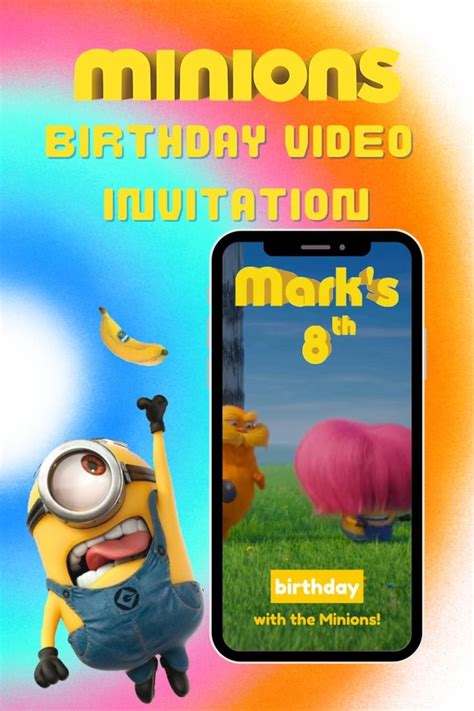 Minions Birthday Video Invitation Animated Minions And More Etsy [video] [video] Minion