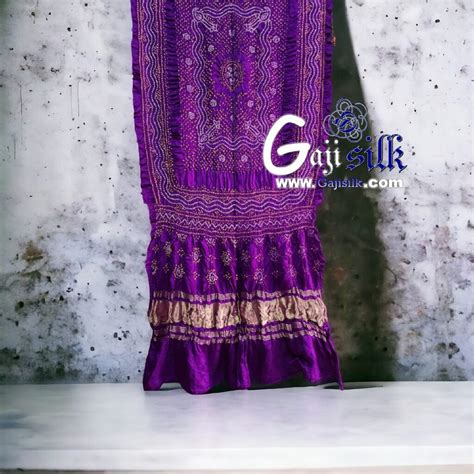 Brinjal Bandhani Chandrakhani Dupatta Pure Gajisilk Gaji Silk