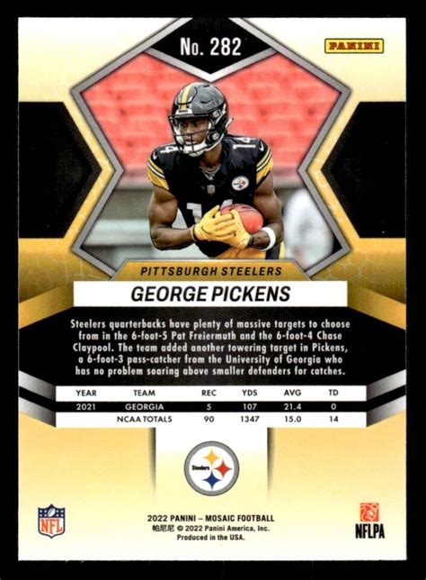 2022 Panini Mosaic Football Base NFL Debut George Pickens RC 282 K12