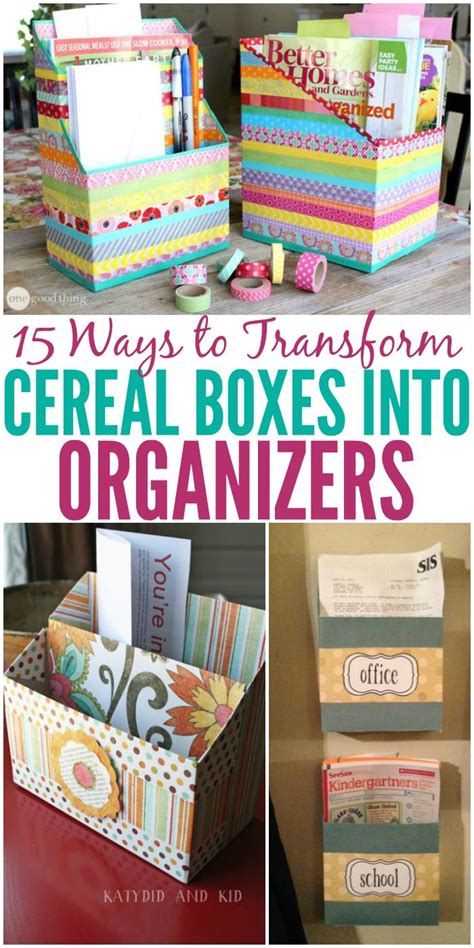 15 Ways To Make Cereal Box Organizers Cereal Box Organizer Cardboard