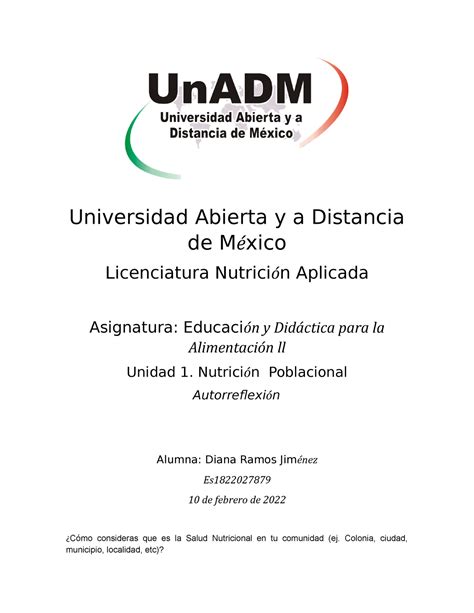 EDA2 U1 ATR DIRJ Apunte De Nutricion Universidad Abierta Y A