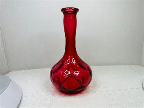 Fenton Cranberry Coin Dot Barber Bottle Fenton Cranberry Barber Bottle