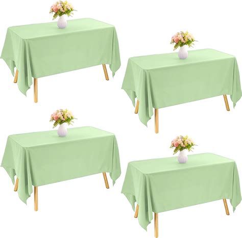 Jalancy 4 Pack Rectangle Tablecloth 60x102 Inch Sage Green Table Cloth For 6 Foot