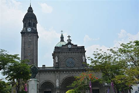 Facade Of Manila Cathedral Church In Intramuros Manila Philippines