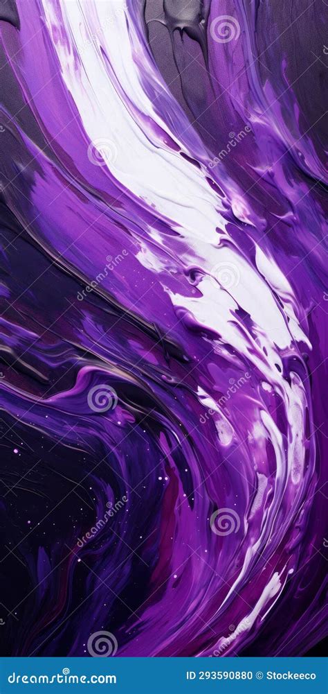 Purple Abstract Painting With Swirls And Fluid Brushstrokes Stock