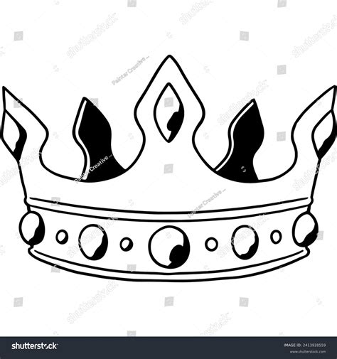 Crown Line Art Illustration Kids Coloring Stock Illustration 2413928559