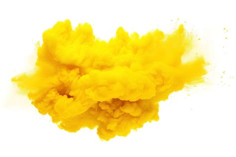 Yellow Powder Explosion Cloud Isolated On White Background Premium Ai