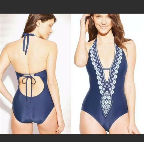 Womens Kona Sol Medium Coverage One Piece Swimsuit Navy Blue Crochet