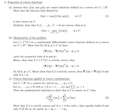 Solved 3 Properties Of Convex Functions A Assume That