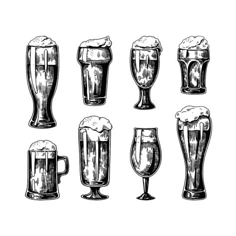 Hand Drawn Beer Vector Design Images Hand Drawn Beer Glasses Hand Background Full Png Image