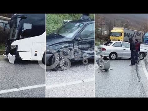 Ora News Aksident në Elbasan autobusi përplaset me dy makina