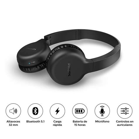 Audifono Philips On Ear Bluetooth Negro Tah1205Bk