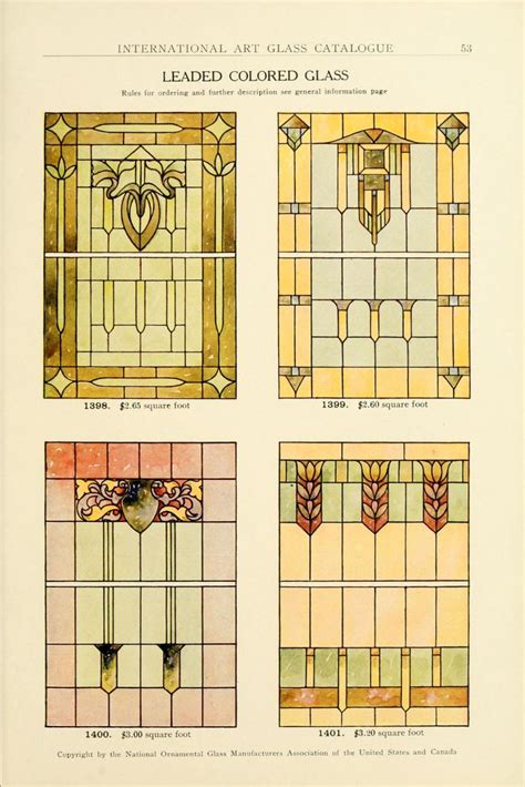 Four Different Stained Glass Windows In Various Styles And Colors With