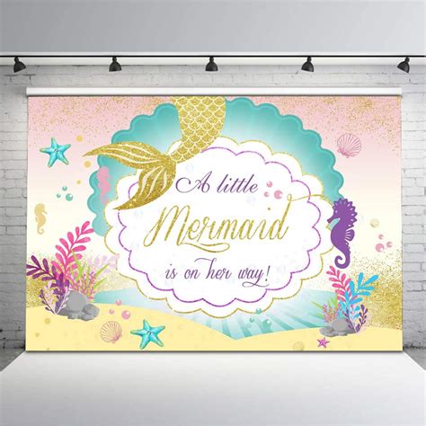 Buy Moca Mermaid Baby Shower Backdrop Gold Glitter Mermaid Tail Vinyl