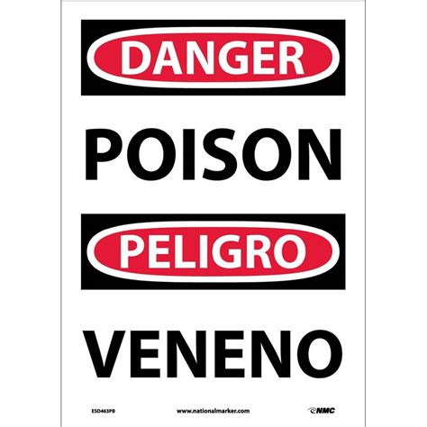 Accuformnmc Sbmchg039 Osha Danger Bilingual Safety Sign Poison Veneno 14 X 10