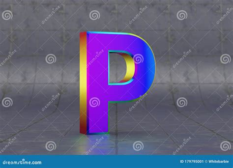 Multicolor 3d Letter P Uppercase Glossy Iridescent Letter On Tile