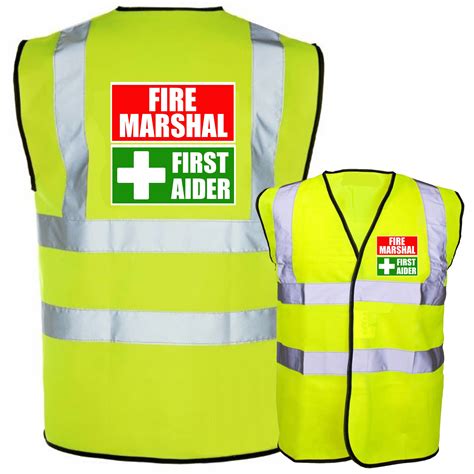 Fire Marshal First Aider Combined Hi Vis Safety Vest Waistcoat EN