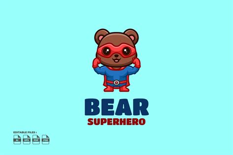 Super Hero Bear Cute Mascot Logo – MasterBundles