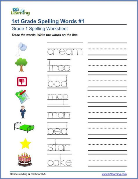 Write And Trace Spelling Word Worksheets