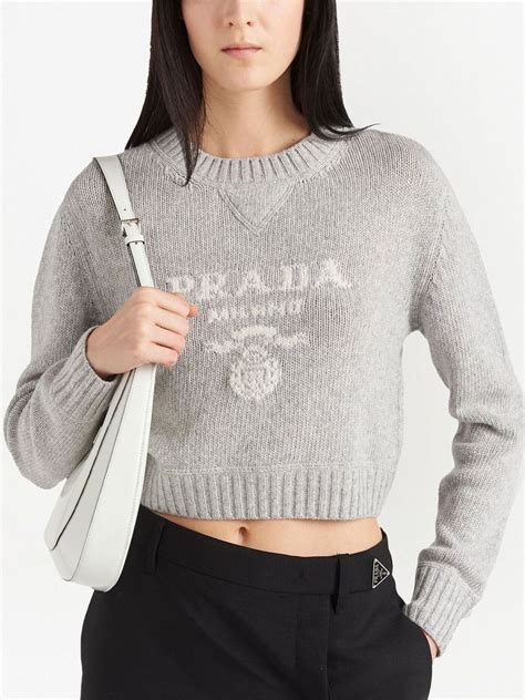 Prada Logo Intarsia Cashmere Jumper Shopstyle In 2024 Cashmere