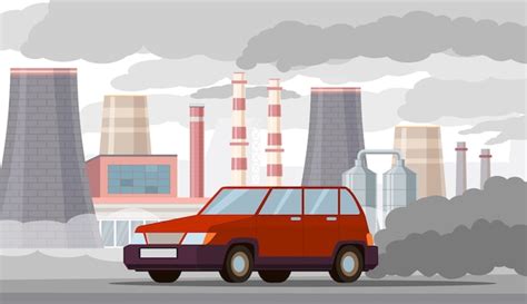 Ilustración De Contaminación Del Aire Del Coche Vector Premium