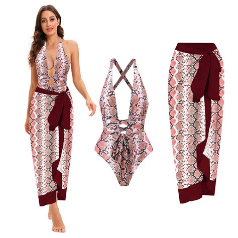 WQJNWEQ Clearance One Piece Swimsuits For Women Swimsuit Serpentine Print Swimsuit Bikini Lace