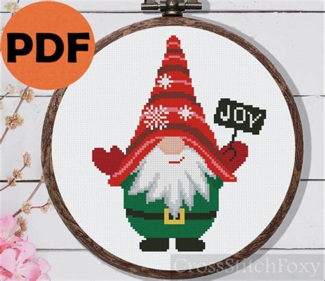 Scandinavian Gnome Joy Cross Stitch Pattern Easy Christmas Etsy