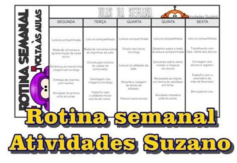 Rotina Semanal Volta às Aulas é Um Modelo De Rotina Para O Primeiro Ano