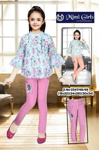 Girls Pink Synthetic Top And Jeans Set At Rs Piece