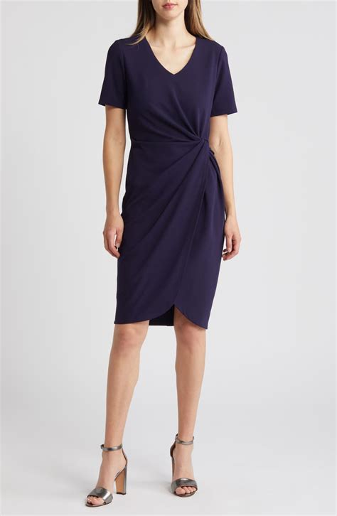 Tahari Asl Side Twist Crepe Sheath Dress Nordstrom