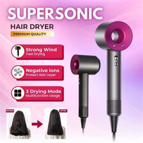 Hair Dryer 6 In 1 1600W Negative Ion Hot Cold Air MSIA 3Pin Hair Dryer Pengering Rambut Hair