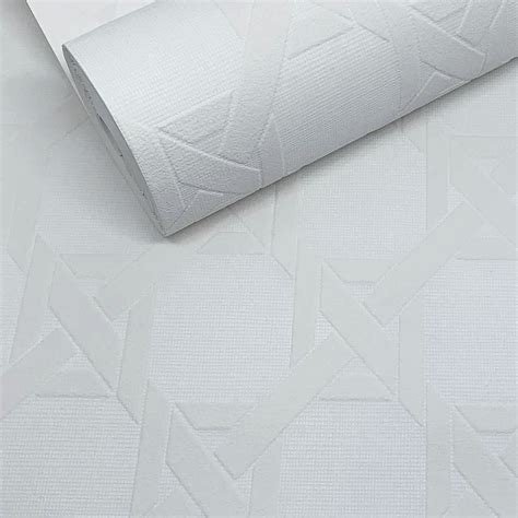 Paris Decor Papel De Parede Alto Relevo Geom Trico Branco Pdb Z New