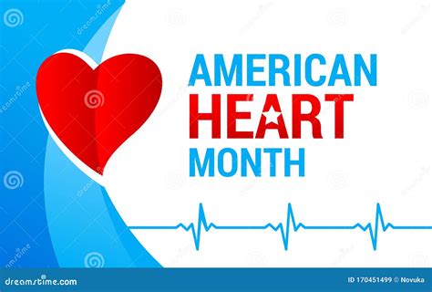 National American Heart Month Banner with Logo. Heart and Cardiology Concept Design. Vector ...